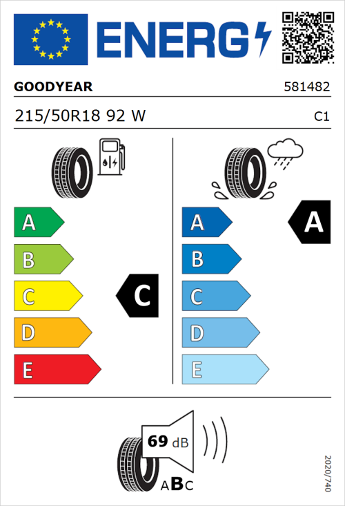 Tyre Label for Goodyear Eagle F1 Asymmetric 6 215/50R18 92W