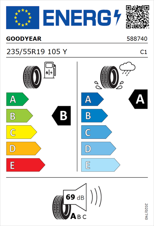 Tyre Label for Goodyear Eagle F1 Asymmetric 6 235/55R19 105Y